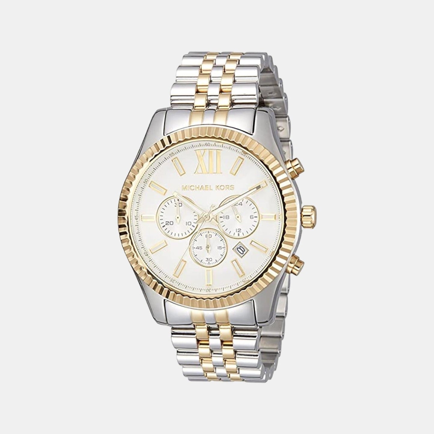 Men Quartz Silver Dial Chronograph Stainless Steel Watch MK8344I