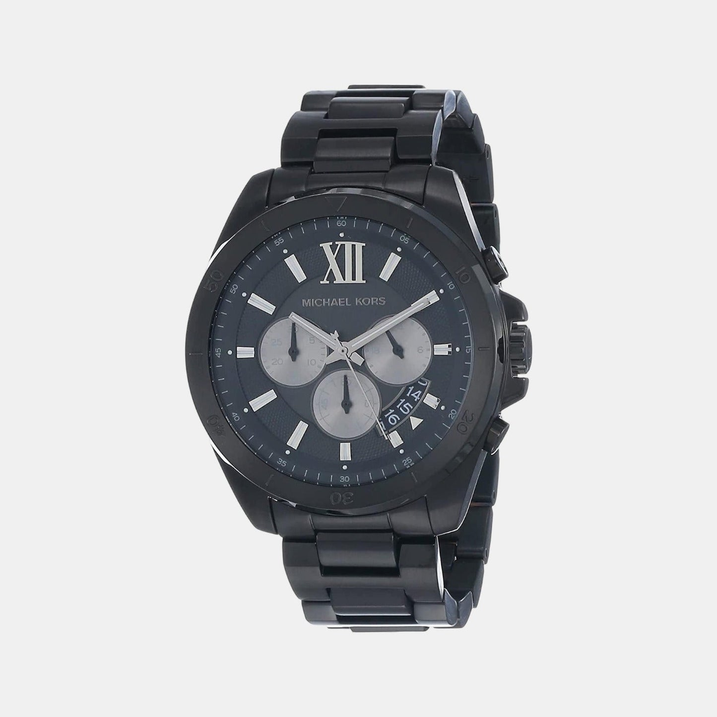 Brecken Men Quartz Black Dial Chronograph Stainless Steel Watch MK8858