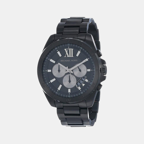 Brecken Men Quartz Black Dial Chronograph Stainless Steel Watch MK8858