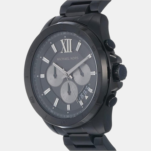 Brecken Men Quartz Black Dial Chronograph Stainless Steel Watch MK8858