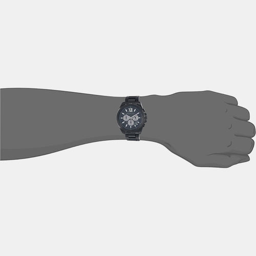 Brecken Men Quartz Black Dial Chronograph Stainless Steel Watch MK8858