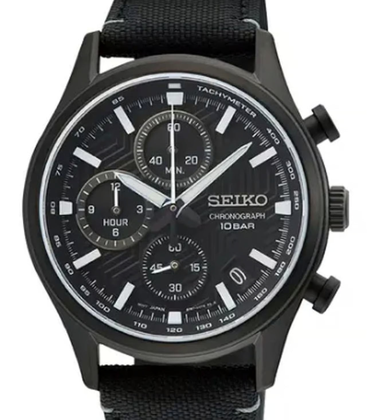 Seiko Chronograph Quartz, Black Dial, Nylon Strap - SSB421P1