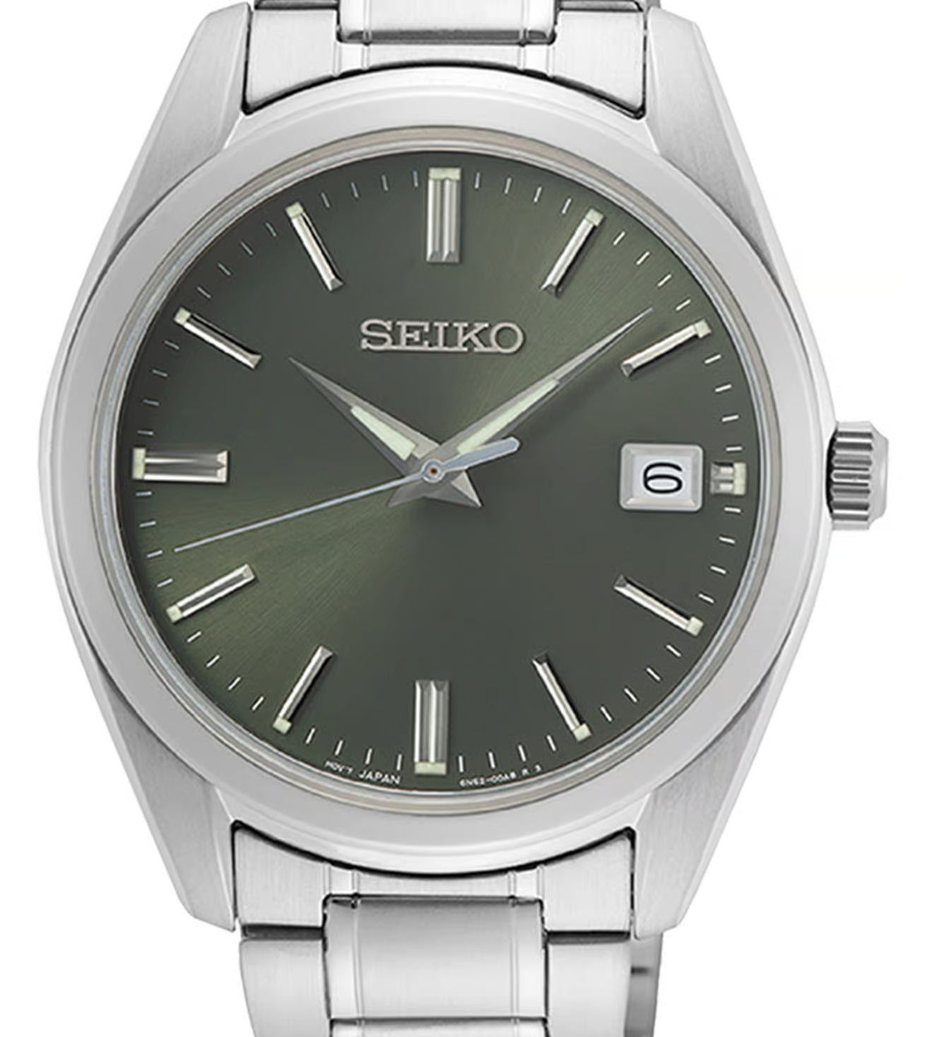 Seiko  Dress Men Quartz Green Dial Analog Stainless Steel Watch SUR527P1