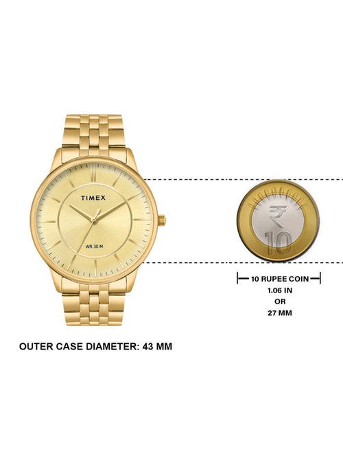 Timex Trendline Round 43mm Champagne Dial Analog Men Watch - TWTG12104