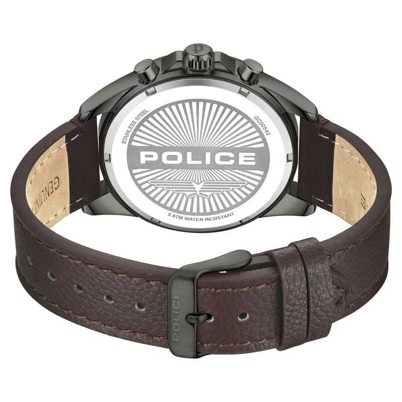 Police Chronograph Green Dial Brown Color Leather Strap Watch For Men