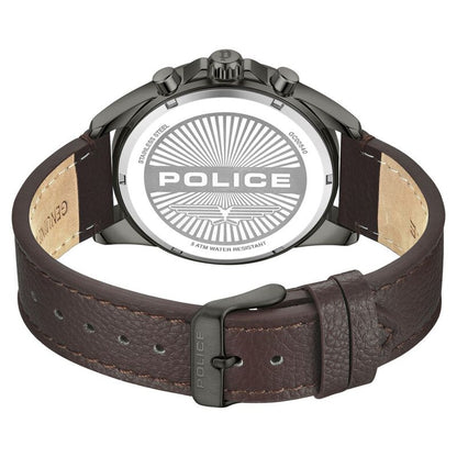 Police Chronograph Green Dial Brown Color Leather Strap Watch For Men