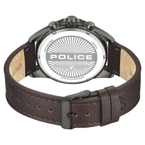 Police Chronograph Green Dial Brown Color Leather Strap Watch For Men NTPLPEWGC0054002