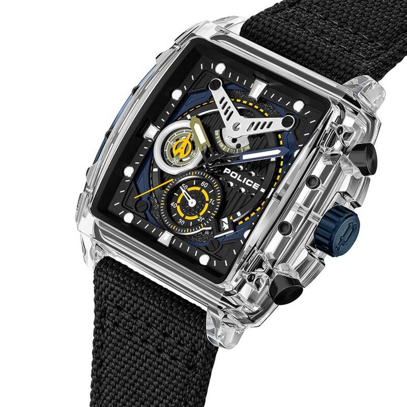 Police Quartz Chronograph Black Dial Multicoloured Silicone Strap Watch For Men