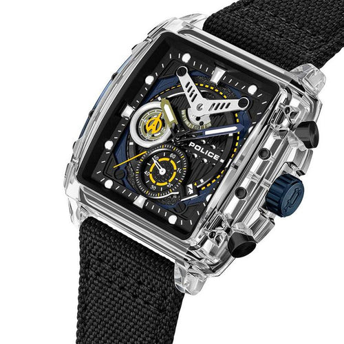 Police Quartz Chronograph Black Dial Multicoloured Silicone Strap Watch For Men PLPEWGC00770X1W