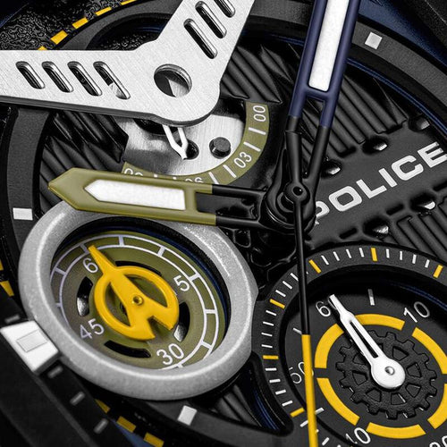 Police Quartz Chronograph Black Dial Multicoloured Silicone Strap Watch For Men PLPEWGC00770X1W