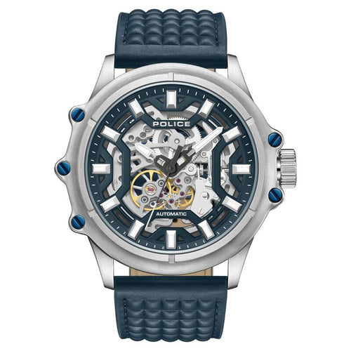 Police Automatic With Self Winding Blue Dial Blue Color Leather Strap Watch For Men PLPEWGE1601803