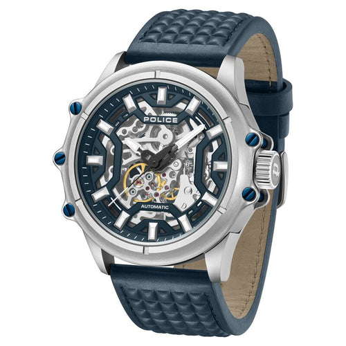Police Automatic With Self Winding Blue Dial Blue Color Leather Strap Watch For Men PLPEWGE1601803