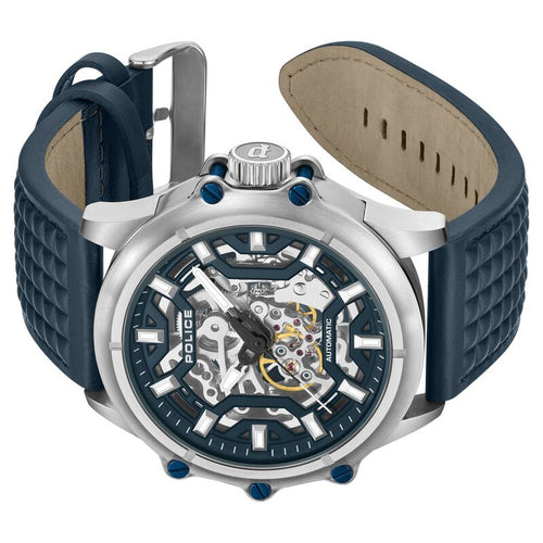Police Automatic With Self Winding Blue Dial Blue Color Leather Strap Watch For Men PLPEWGE1601803
