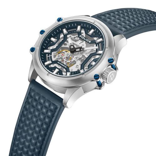 Police Automatic With Self Winding Blue Dial Blue Color Leather Strap Watch For Men PLPEWGE1601803