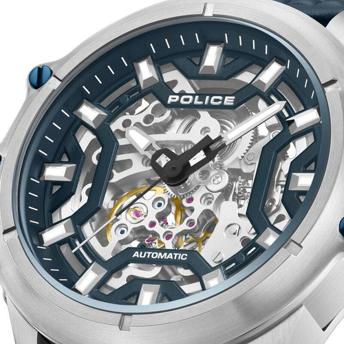 Police Automatic With Self Winding Blue Dial Blue Color Leather Strap Watch For Men PLPEWGE1601803