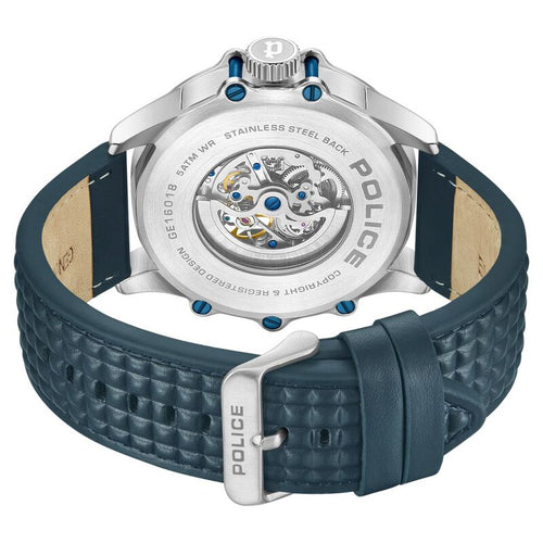 Police Automatic With Self Winding Blue Dial Blue Color Leather Strap Watch For Men PLPEWGE1601803