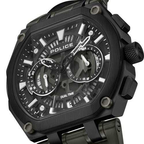 Police Multifunction Black Dial Leather Strap Watch For Men PLPEWGF0054401