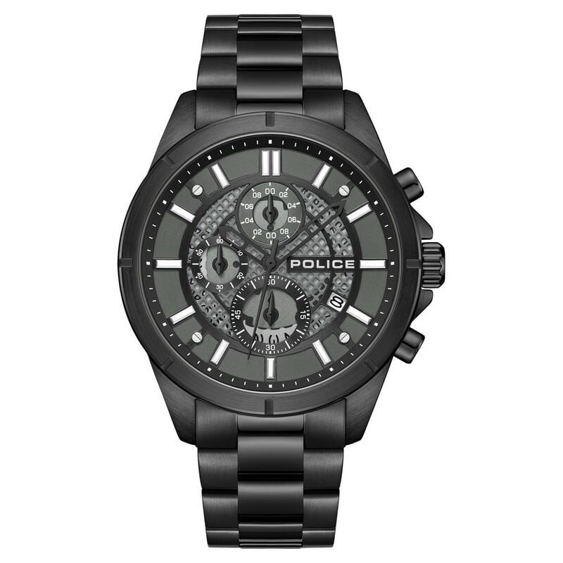 Police Chronograph Black Dial Black Color Stainless Steel Strap Watch For Men