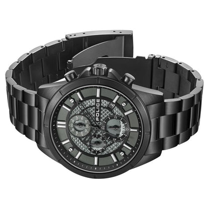 Police Chronograph Black Dial Black Color Stainless Steel Strap Watch For Men