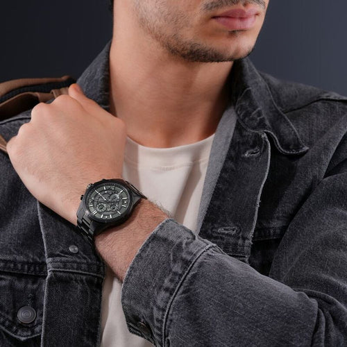 Police Chronograph Black Dial Black Color Stainless Steel Strap Watch For Men NTPLPEWGI0054004