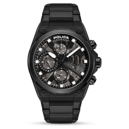 Police Multifunction Black Dial Black Stainless Steel Strap Watch For Men PLPEWGK2239106