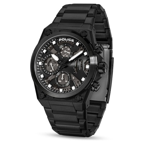 Police Multifunction Black Dial Black Stainless Steel Strap Watch For Men PLPEWGK2239106