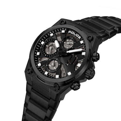 Police Multifunction Black Dial Black Stainless Steel Strap Watch For Men PLPEWGK2239106