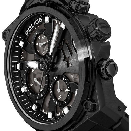 Police Multifunction Black Dial Black Stainless Steel Strap Watch For Men PLPEWGK2239106