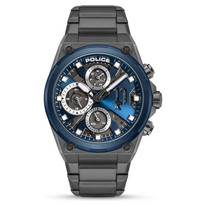 Police Multifunction Blue Dial Grey Stainless Steel Strap Watch For Men
