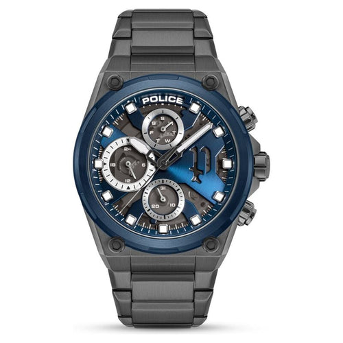 Police Multifunction Blue Dial Grey Stainless Steel Strap Watch For Men PLPEWGK2239107