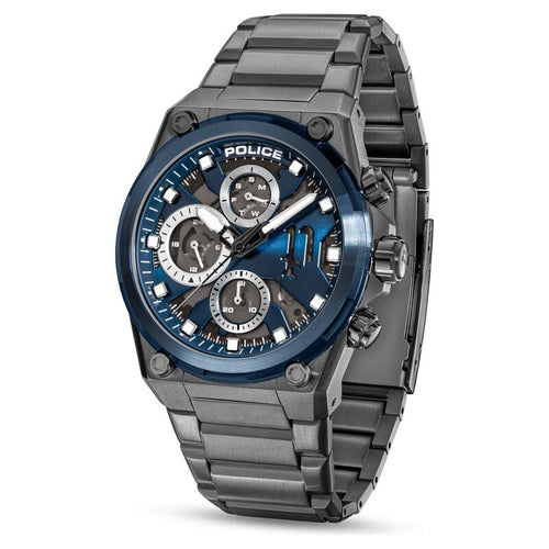 Police Multifunction Blue Dial Grey Stainless Steel Strap Watch For Men PLPEWGK2239107