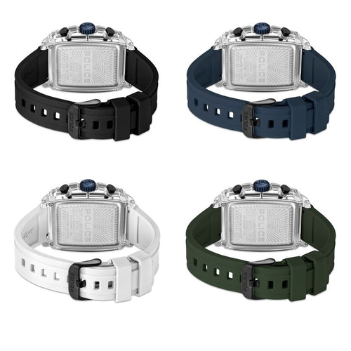 Police Quartz Chronograph Black Dial Multicoloured Color Silicone Strap Watch For Men NTPLPEWGO0052401SW