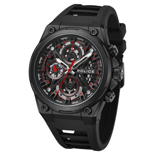 Police Multifunction Black Dial Silicone Strap Watch For Men PLPEWGQ0054303