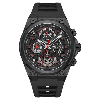 Police Multifunction Black Dial Silicone Strap Watch For Men PLPEWGQ0054303