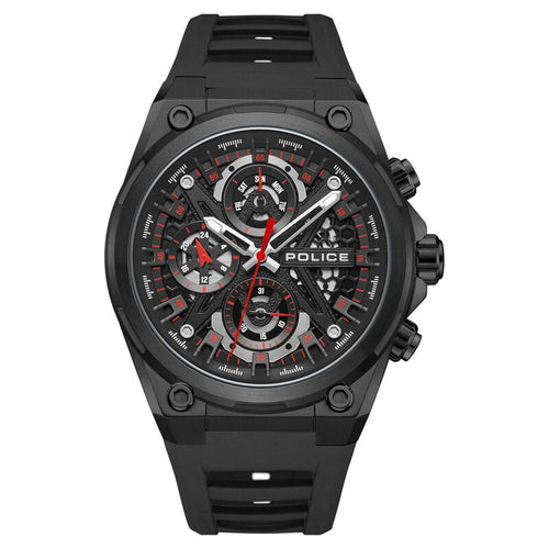 Police Multifunction Black Dial Silicone Strap Watch For Men PLPEWGQ0054303