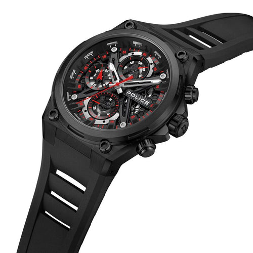 Police Multifunction Black Dial Silicone Strap Watch For Men PLPEWGQ0054303