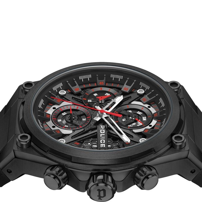 Police Multifunction Black Dial Silicone Strap Watch For Men PLPEWGQ0054303