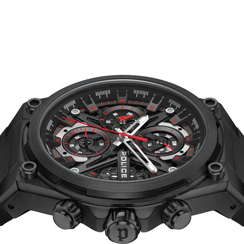 Police Multifunction Black Dial Silicone Strap Watch For Men PLPEWGQ0054303