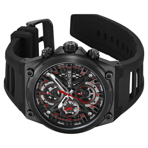 Police Multifunction Black Dial Silicone Strap Watch For Men PLPEWGQ0054303