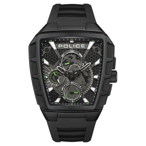 Police Multifunction Black Dial Black Color Silicone Strap Watch For Men NTPLPEWGQ0056801W