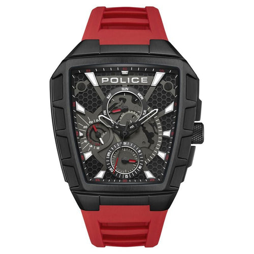 Police Men's Tough Gear KL Rahul Edition Multifunction Watch with Red Silicone Strap NTPLPEWGQ0056803W