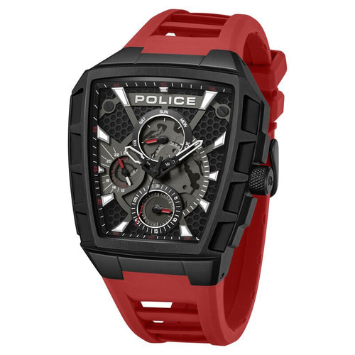 Police Men's Tough Gear KL Rahul Edition Multifunction Watch with Red Silicone Strap NTPLPEWGQ0056803W
