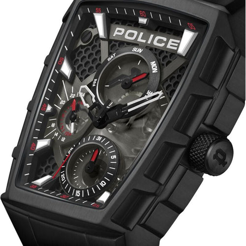 Police Men's Tough Gear KL Rahul Edition Multifunction Watch with Red Silicone Strap NTPLPEWGQ0056803W