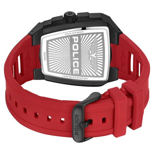 Police Men's Tough Gear KL Rahul Edition Multifunction Watch with Red Silicone Strap NTPLPEWGQ0056803W