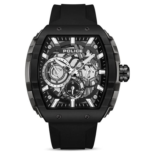 Police Quartz Multifunction Black Dial Black Colour Silicone Strap Watch For Men PLPEWGQ0063001W