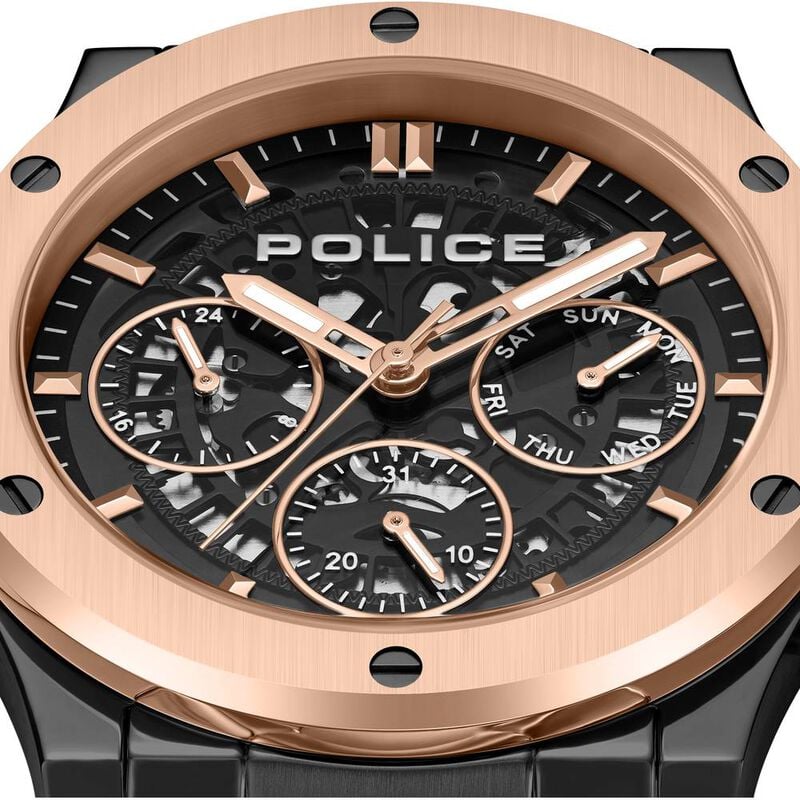 Police Quartz Multifunction Black Dial Black Colour Stainless Steel Strap Watch For Men