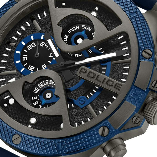 Police Multifunction Black Dial Silicone Strap Watch For Men PLPEWJQ2110503