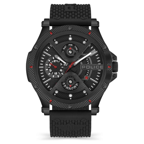 Police Quartz Multifunction Black Dial Silicone Strap Watch for Men NTPLPEWJQ2110551