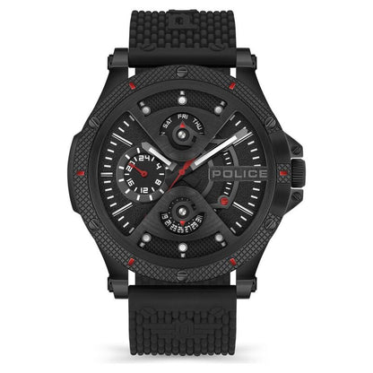 Police Quartz Multifunction Black Dial Silicone Strap Watch for Men