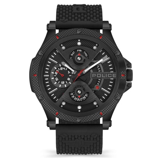 Police Quartz Multifunction Black Dial Silicone Strap Watch for Men